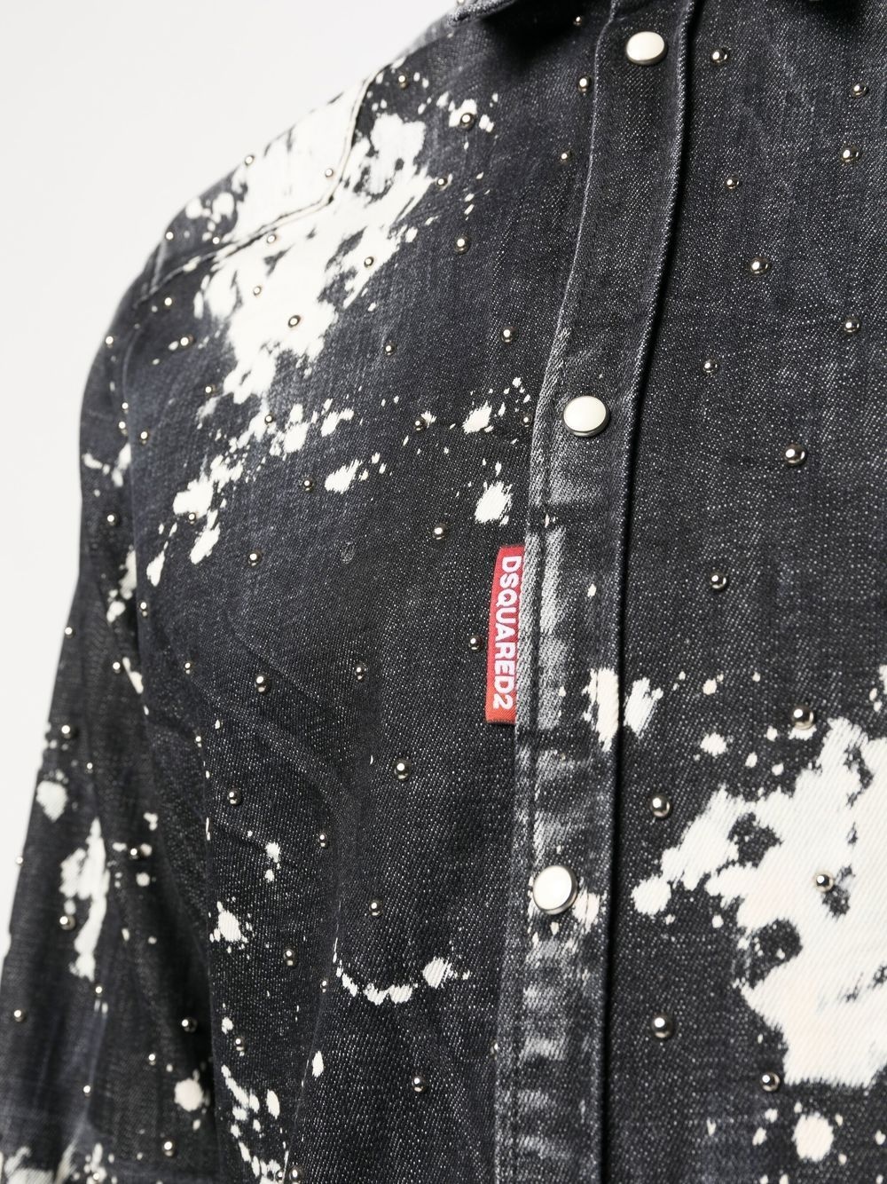 studded bleach-effect denim shirt - 5