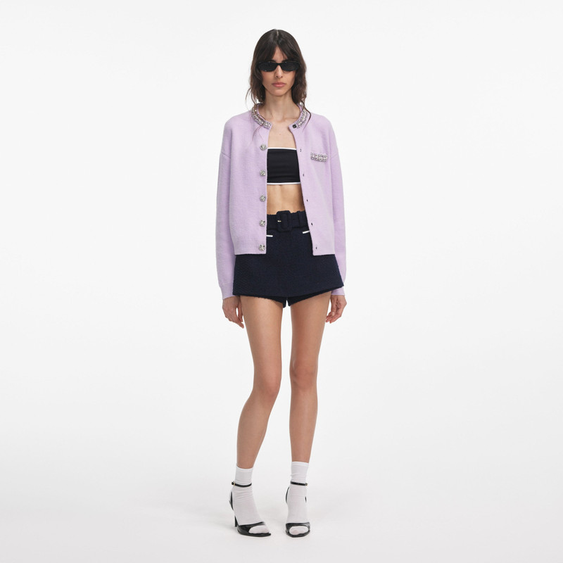 Lilac Crystal Trim Cardigan - 1