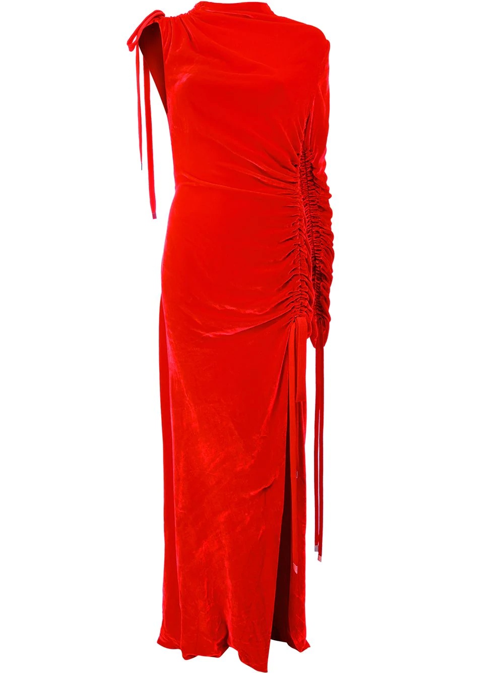 ruched velvet gown - 1