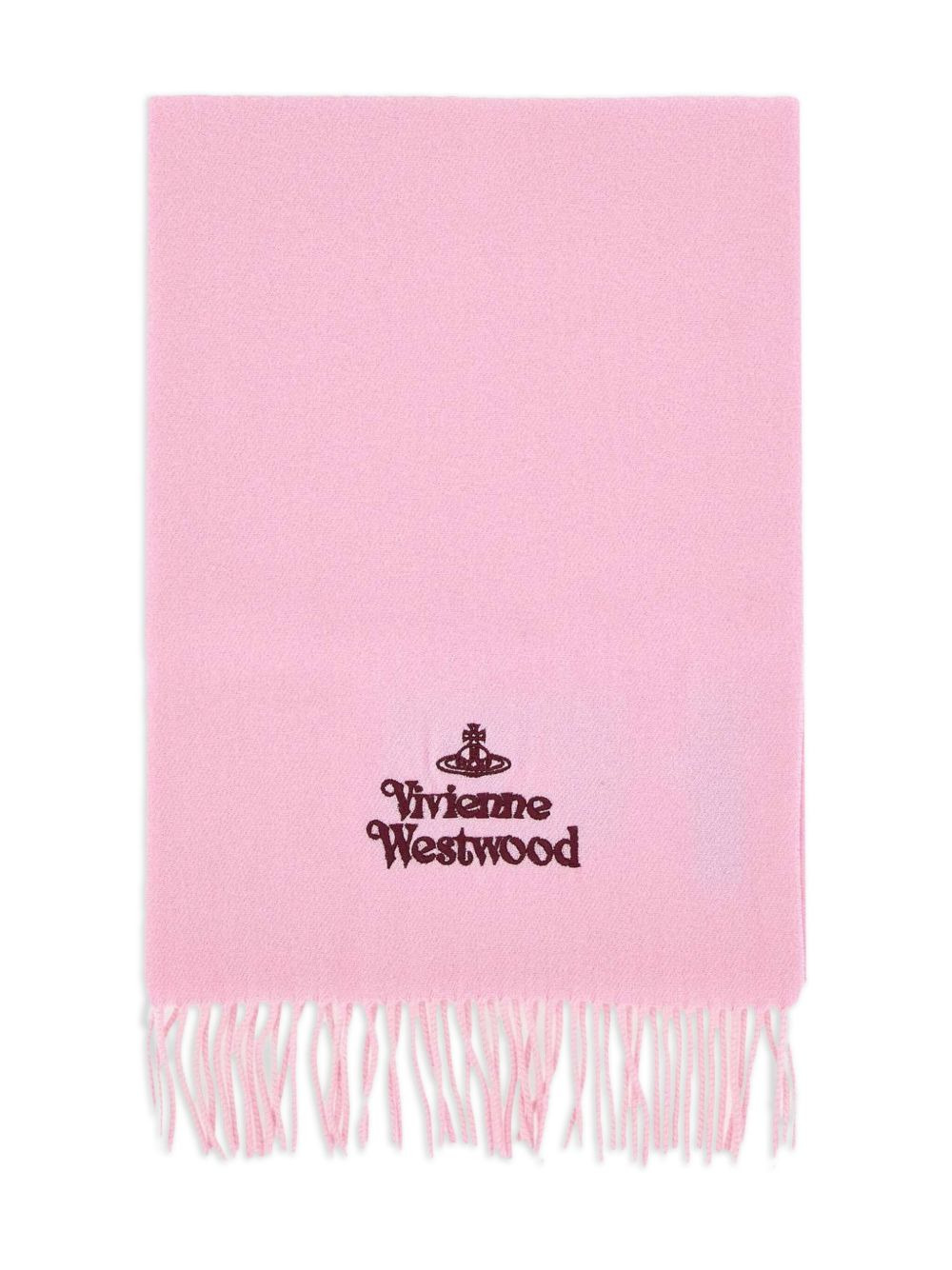 embroidered-logo fringed scarf - 1