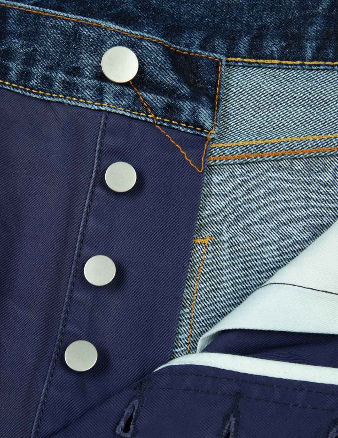 Seagull Appliqué Embroidery Baggy Fit Patchwork Jeans - 14