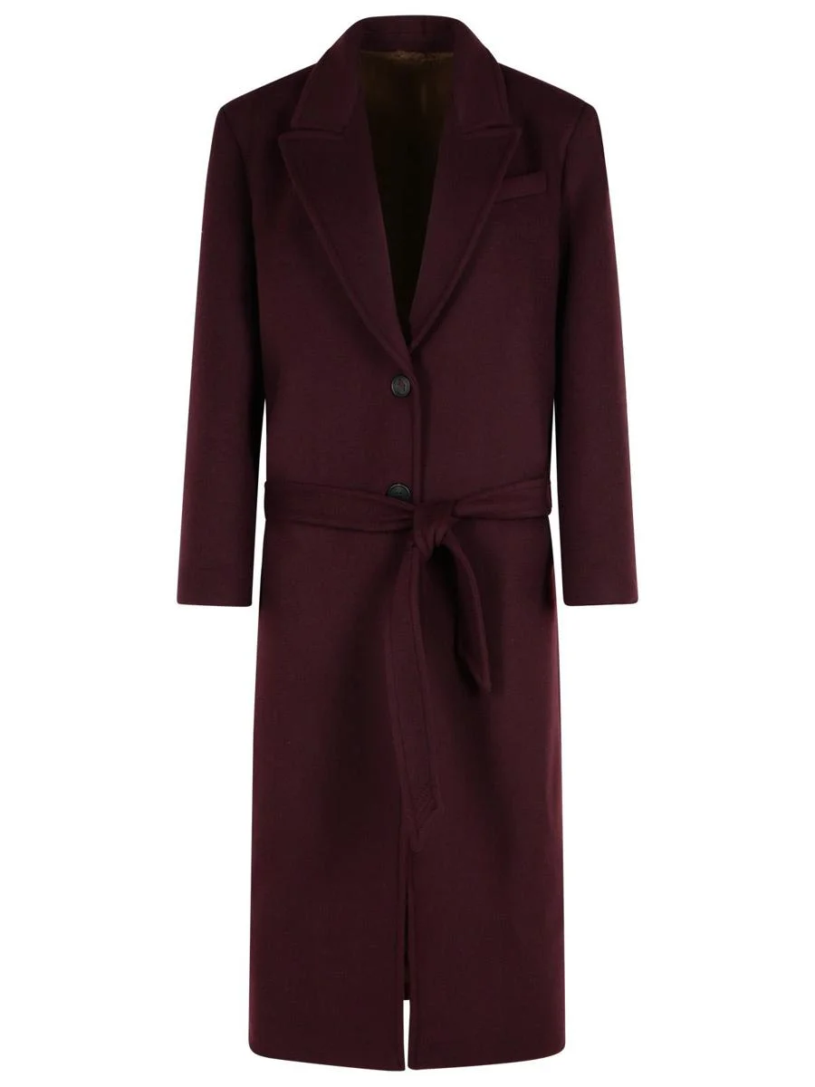 The Attico Burgundy Virgin Wool Blend Long Coat - 1