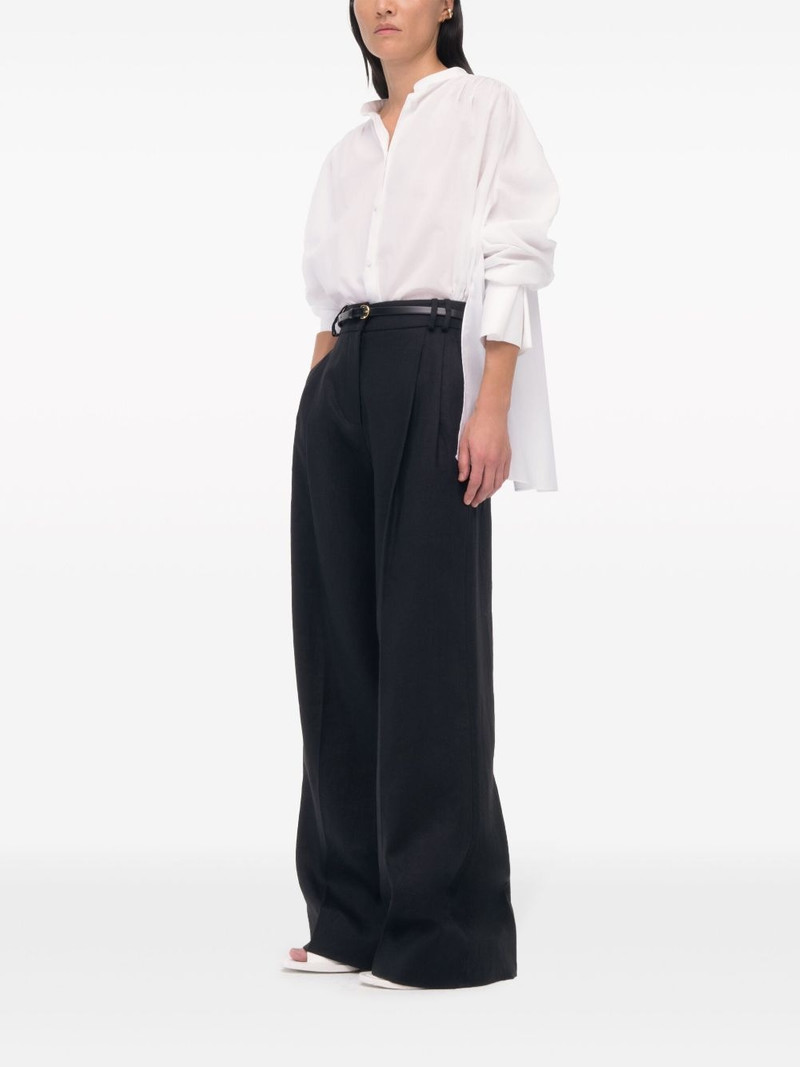 Another Tomorrow wide-leg pleated linen trousers outlook