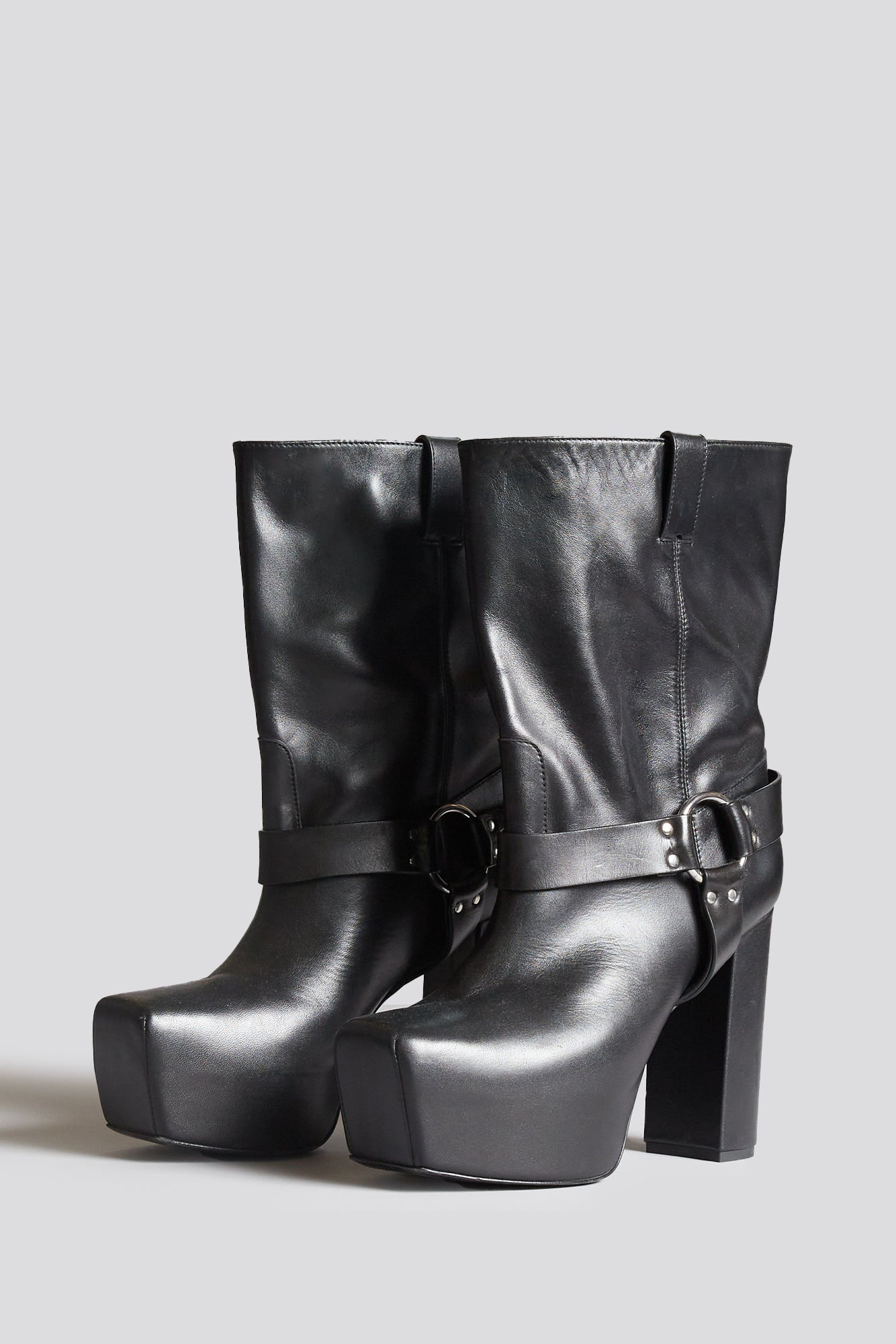 SID HEELED HARNESS BOOT - BLACK LEATHER - 4
