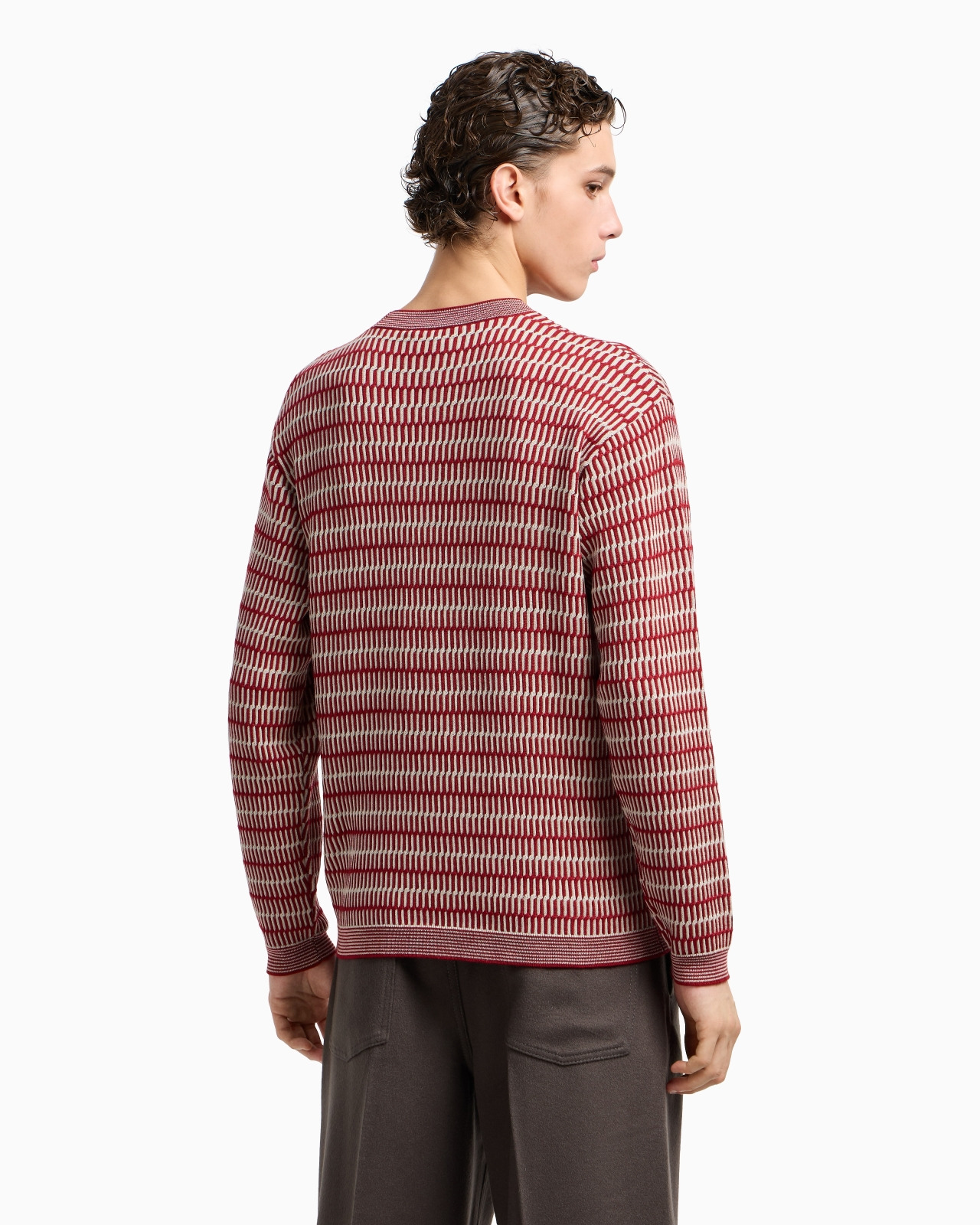 TWO-TONE EMBROIDERY-STITCHED JACQUARD VIRGIN WOOL JUMPER - 3