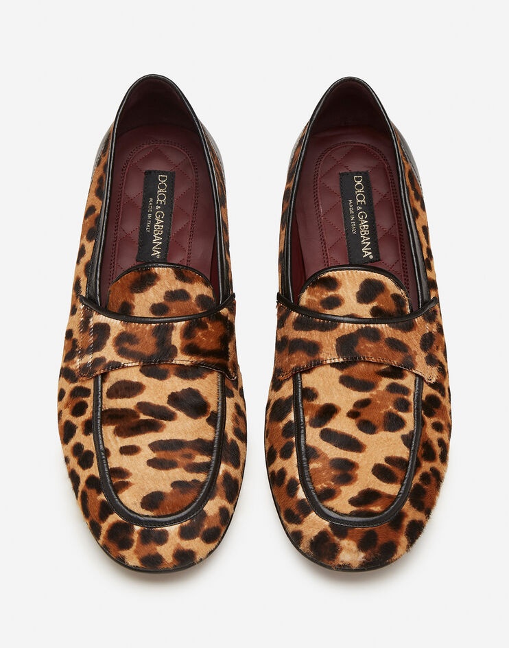 Leopard print slippers with pony hair effect - 4