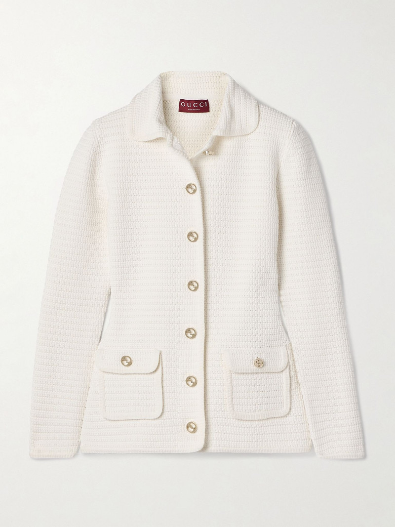 Cotton-blend cardigan White 1