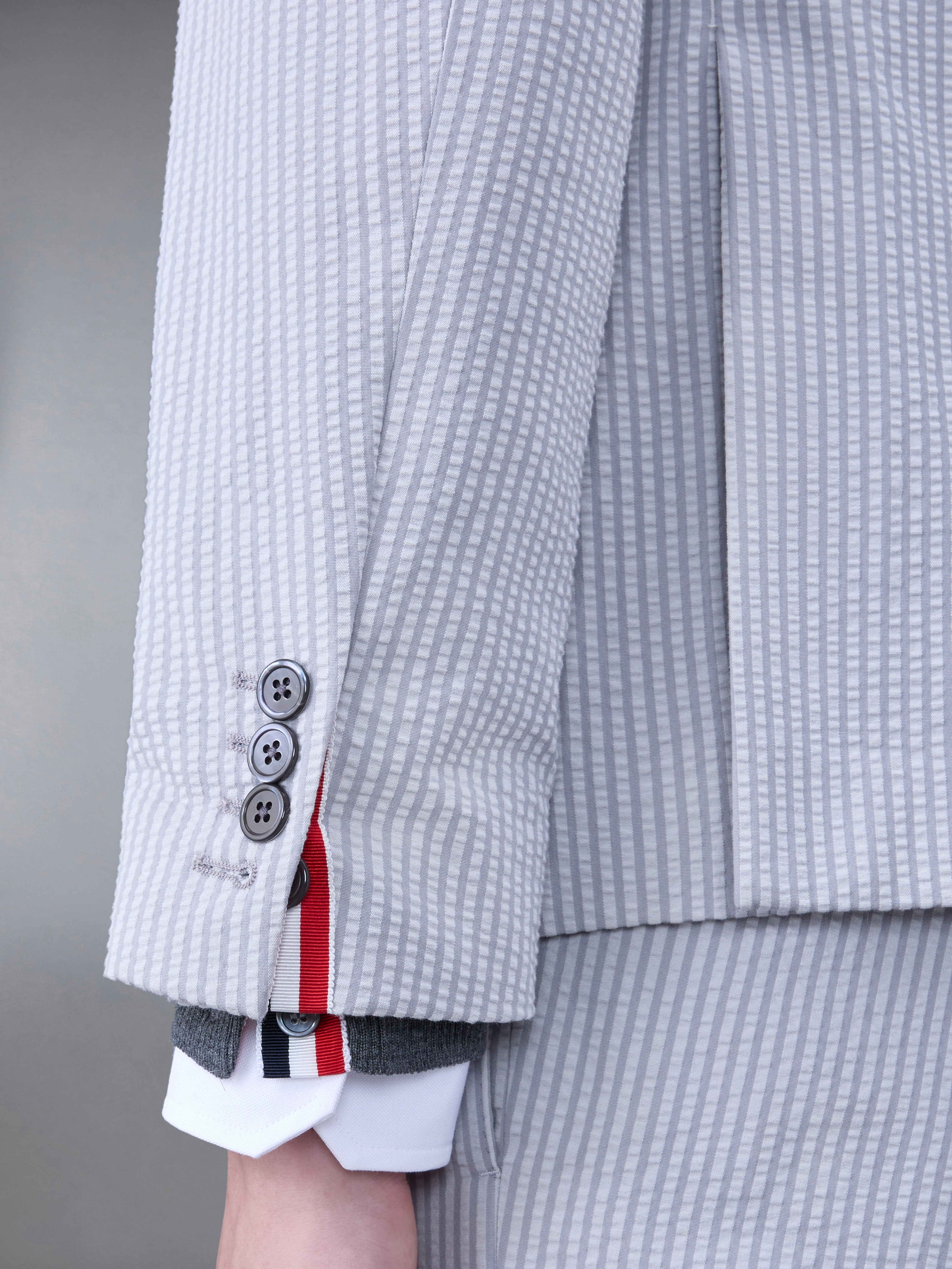 stripe-print seersucker cotton blazer - 4