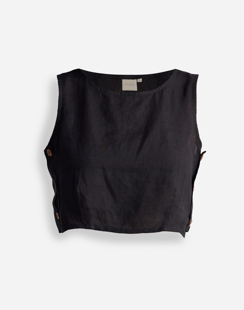 Reistor® Boxy Crop Top in 100% Black Hemp 1