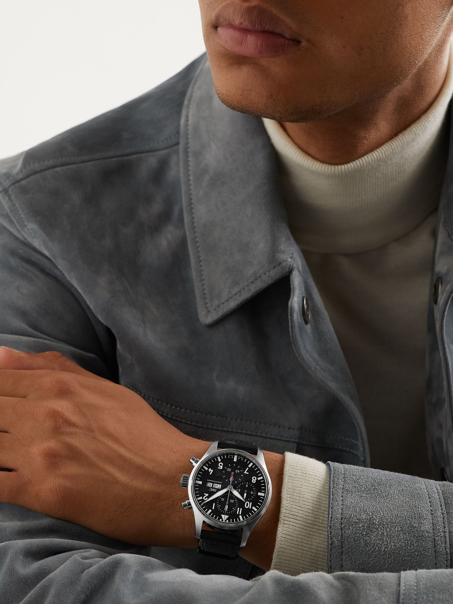 Pilot's Automatic Chronograph 43mm Stainless Steel and Leather Watch, Ref. No. IWIW378001 Black - 2