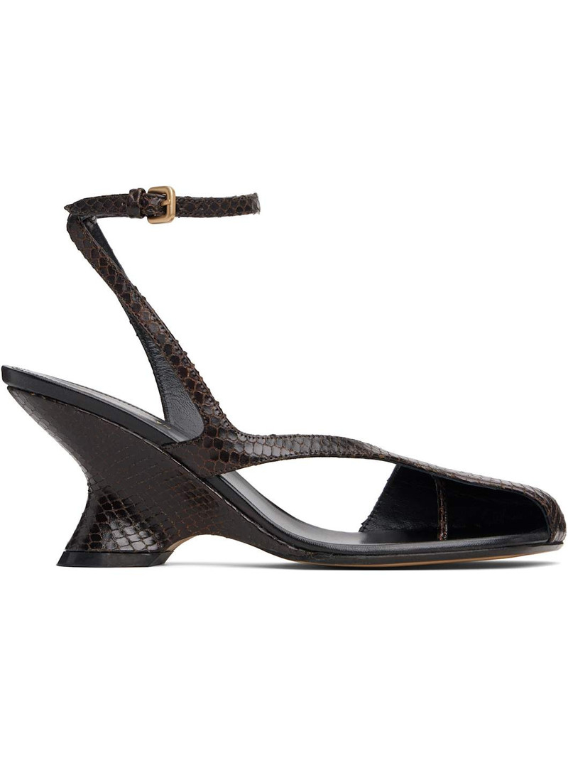 Brown Cutout Heeled Sandals 1