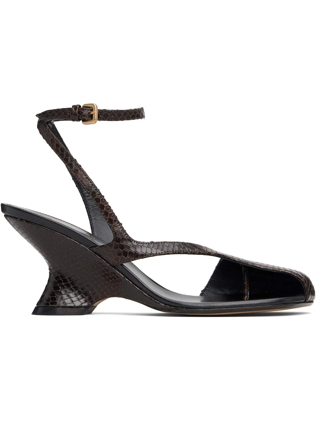 Brown Cutout Heeled Sandals - 1