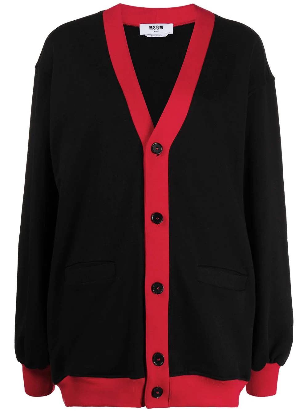 logo-embroidered V-neck cardigan - 1