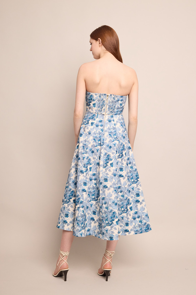 Aisha Dress Romantic Midi-Length Printed Cotton Canvas Dress 4