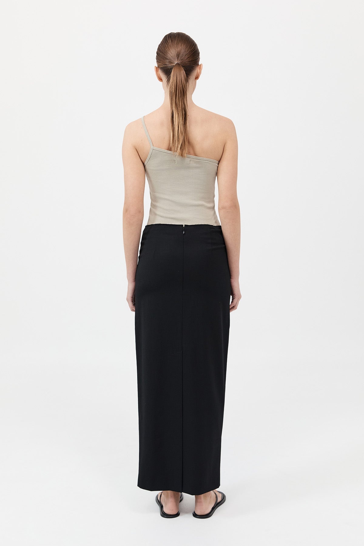 Raw Edge Column Maxi Skirt - Black - 5