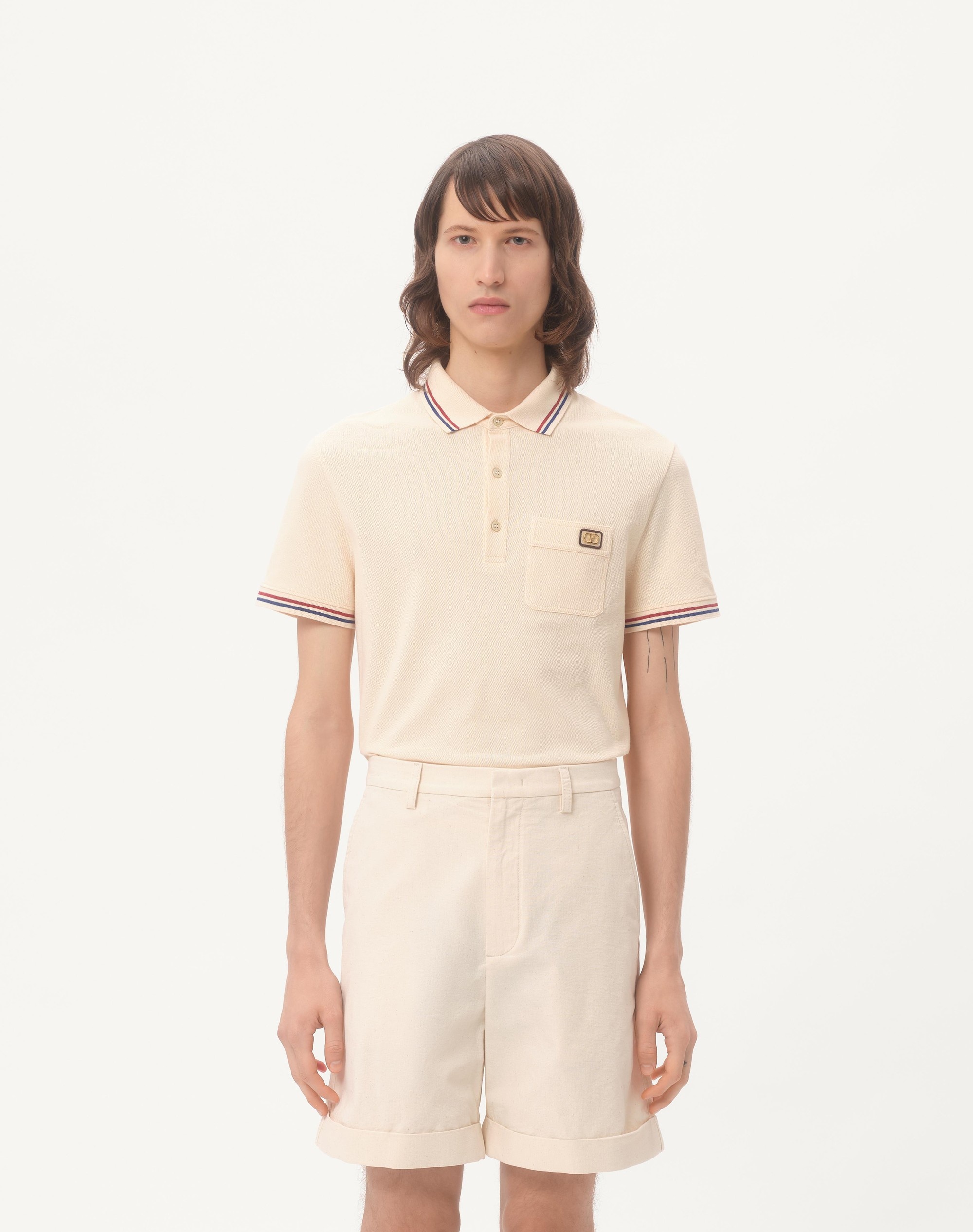 COTTON PIQUÉ POLO SHIRT WITH VLOGO PATCH - 6