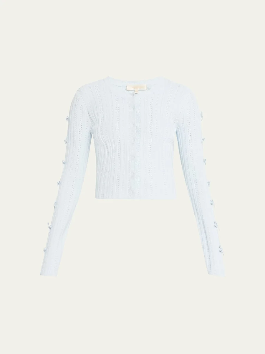 Zoriah Rib Pointelle Knit Cardigan - 1