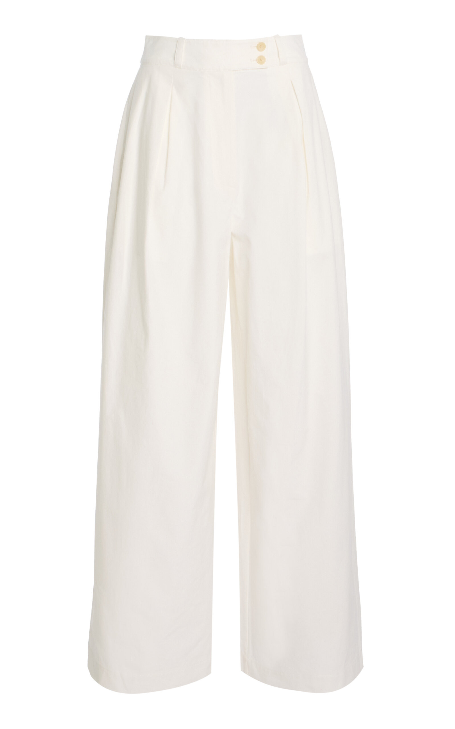 Newport High-Rise Cotton Wide-Leg Pants white - 1