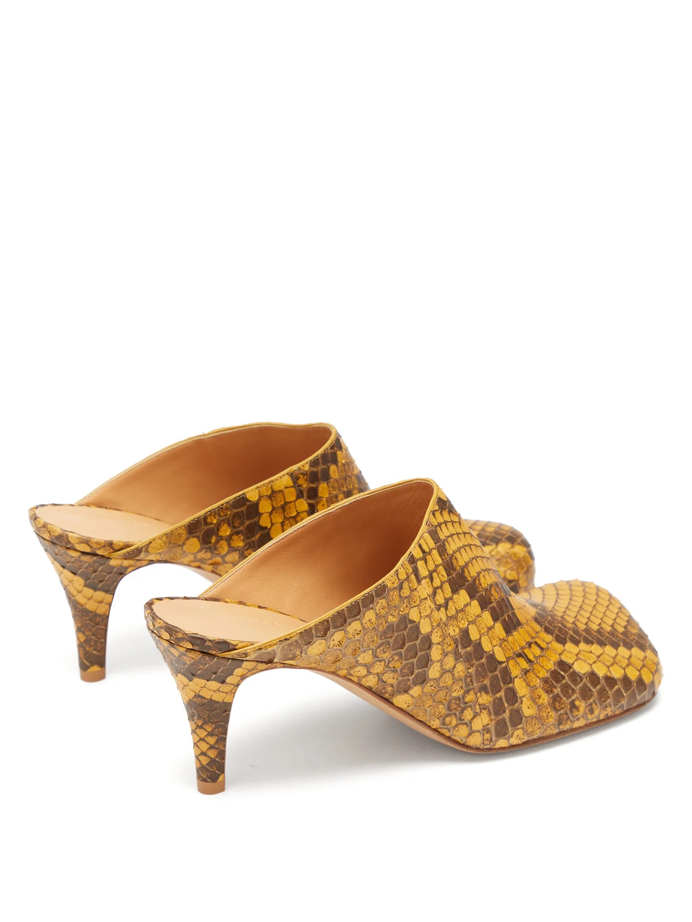 Square-toe python mules - 4