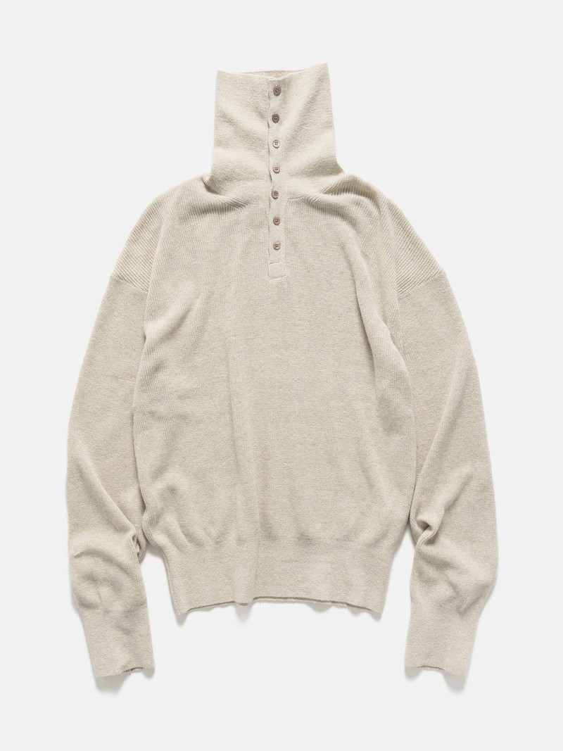 Highneck Henley Rib Sweater Ivory 1