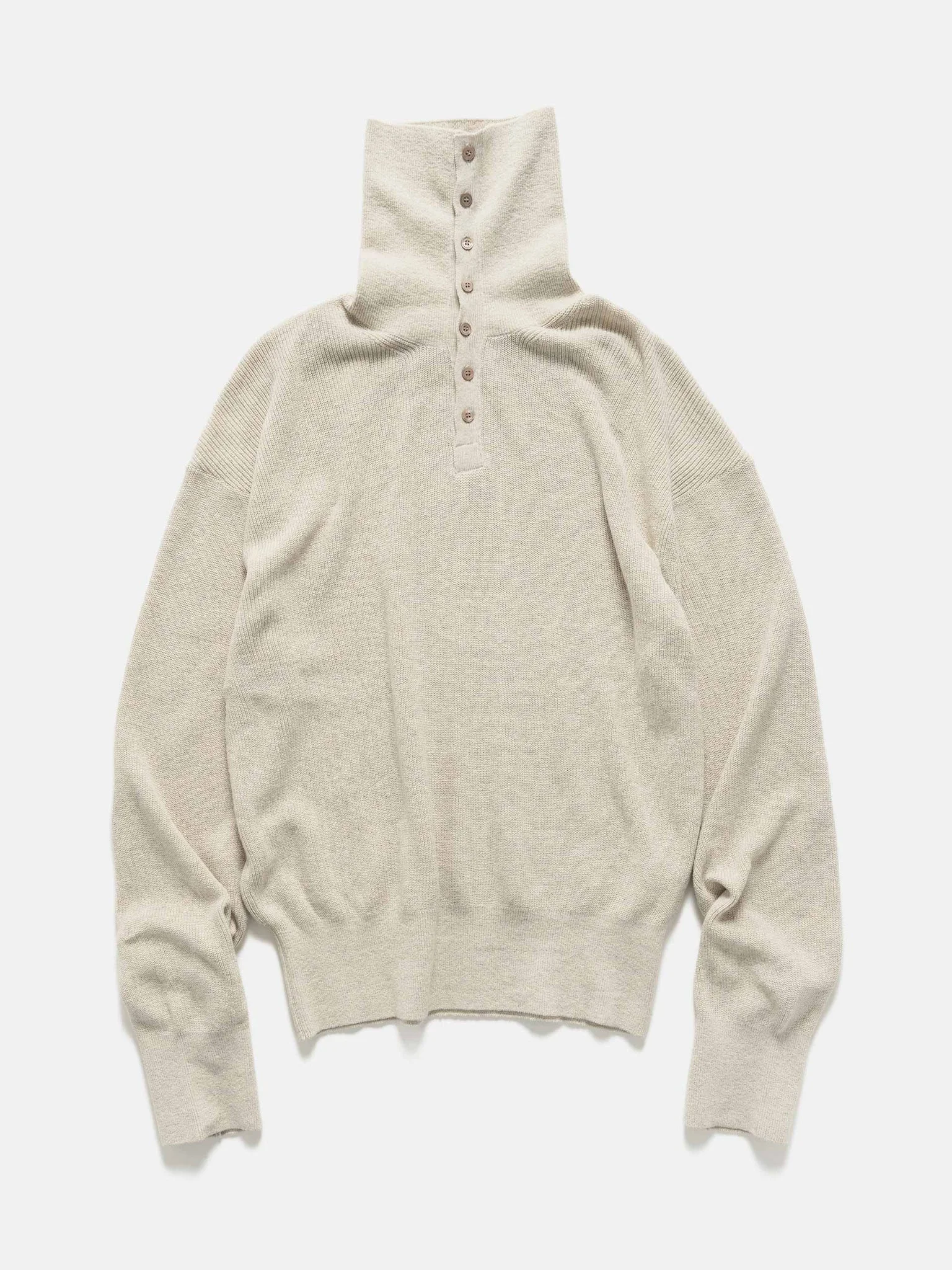 Highneck Henley Rib Sweater Ivory - 1