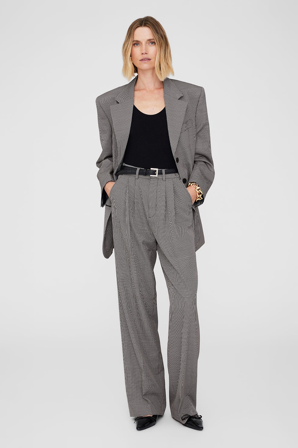 Carrie Pant - Black And White Mini Houndstooth - 5