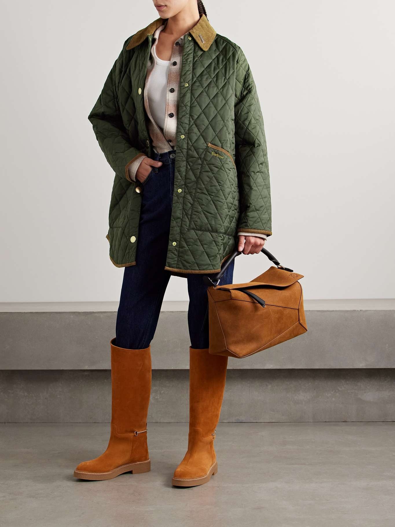 Liddesdale cotton corduroy-trimmed padded quilted shell jacket - 2