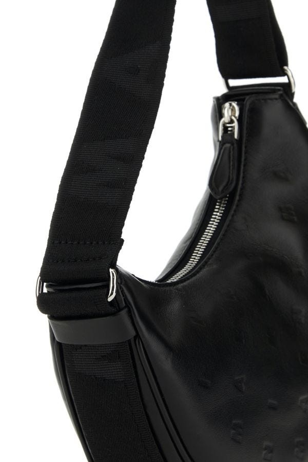 Marni Crossbody Embossed Logo Leather Bag in Black for Men