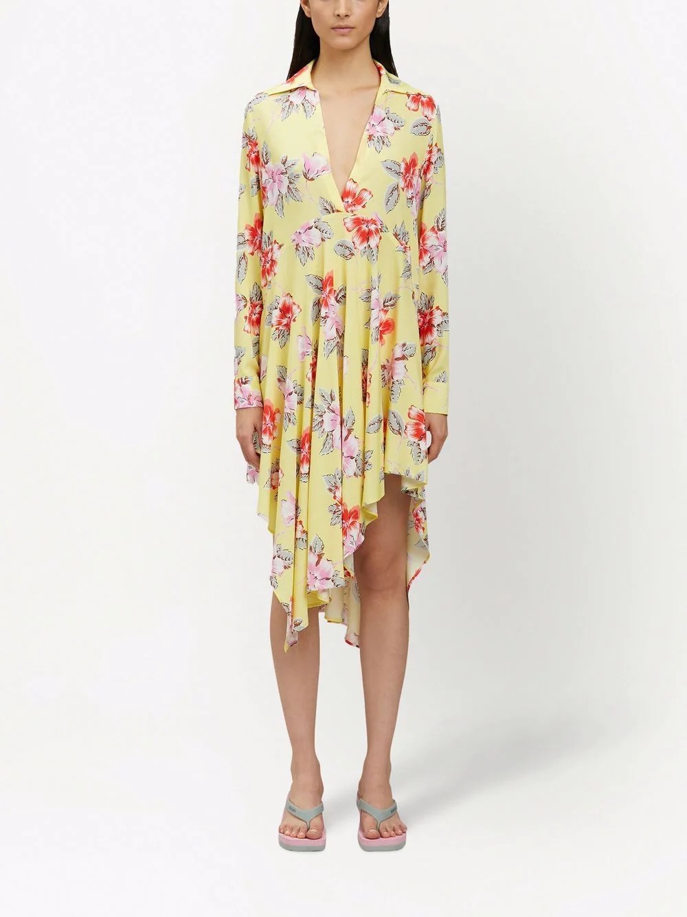 hibiscus floral-print shirtdress - 3