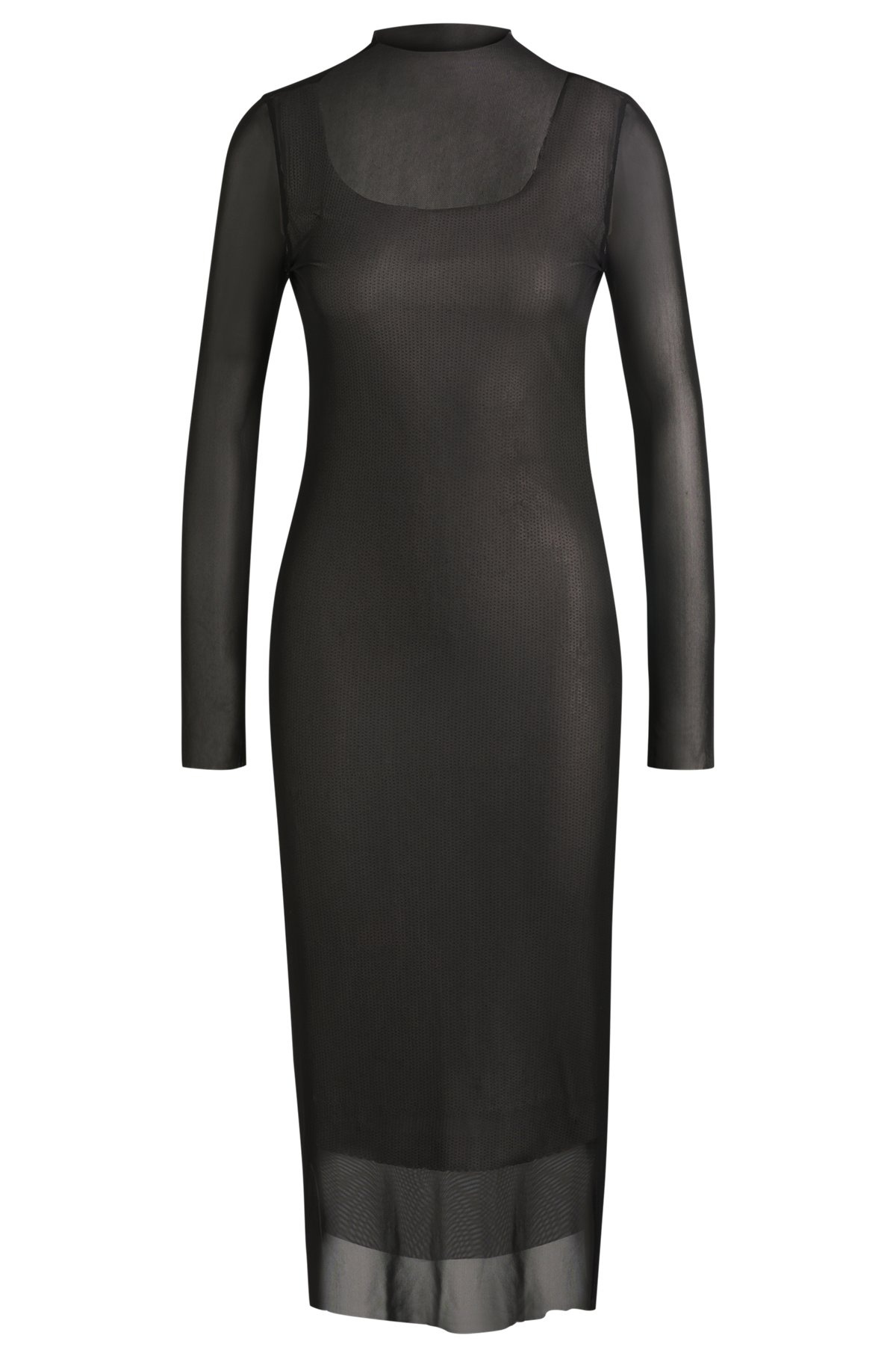 STRETCH-MESH DRESS WITH SEQUINNED UNDERLAYER - 1