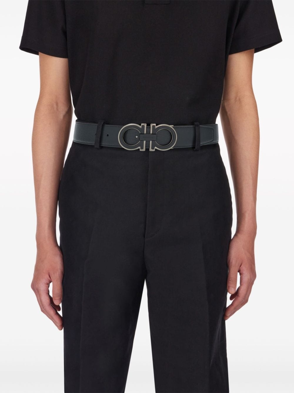 Gancini buckle reversible leather belt - 4