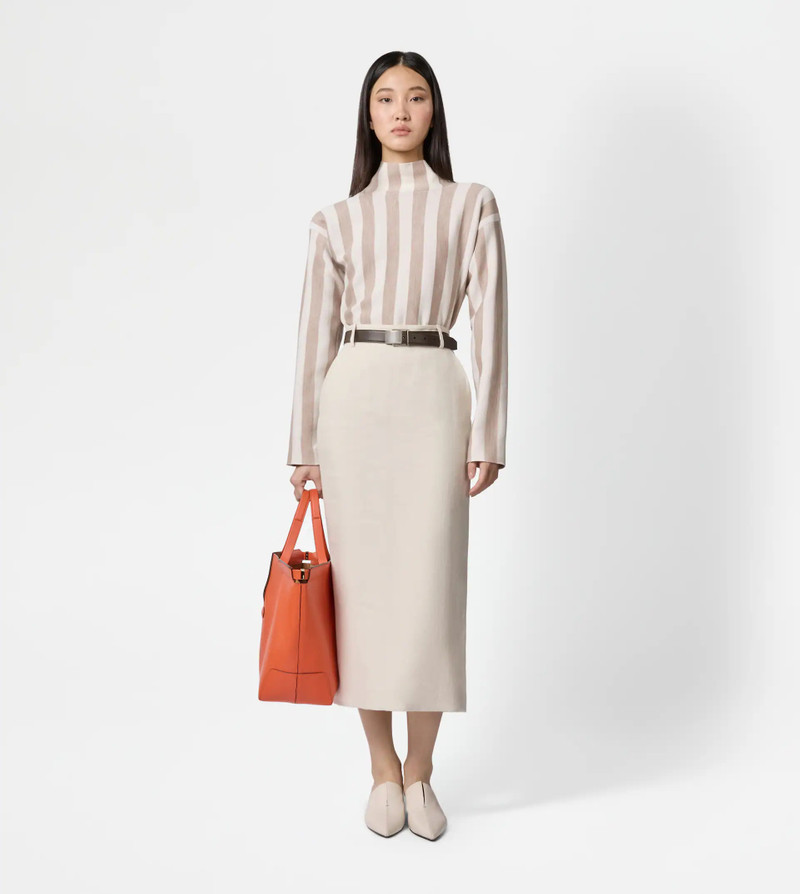 Tod's MIDI SKIRT IN LINEN - WHITE outlook