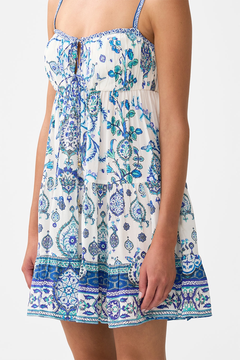 GATHERED BUST TIERED MINI DRESS - 5