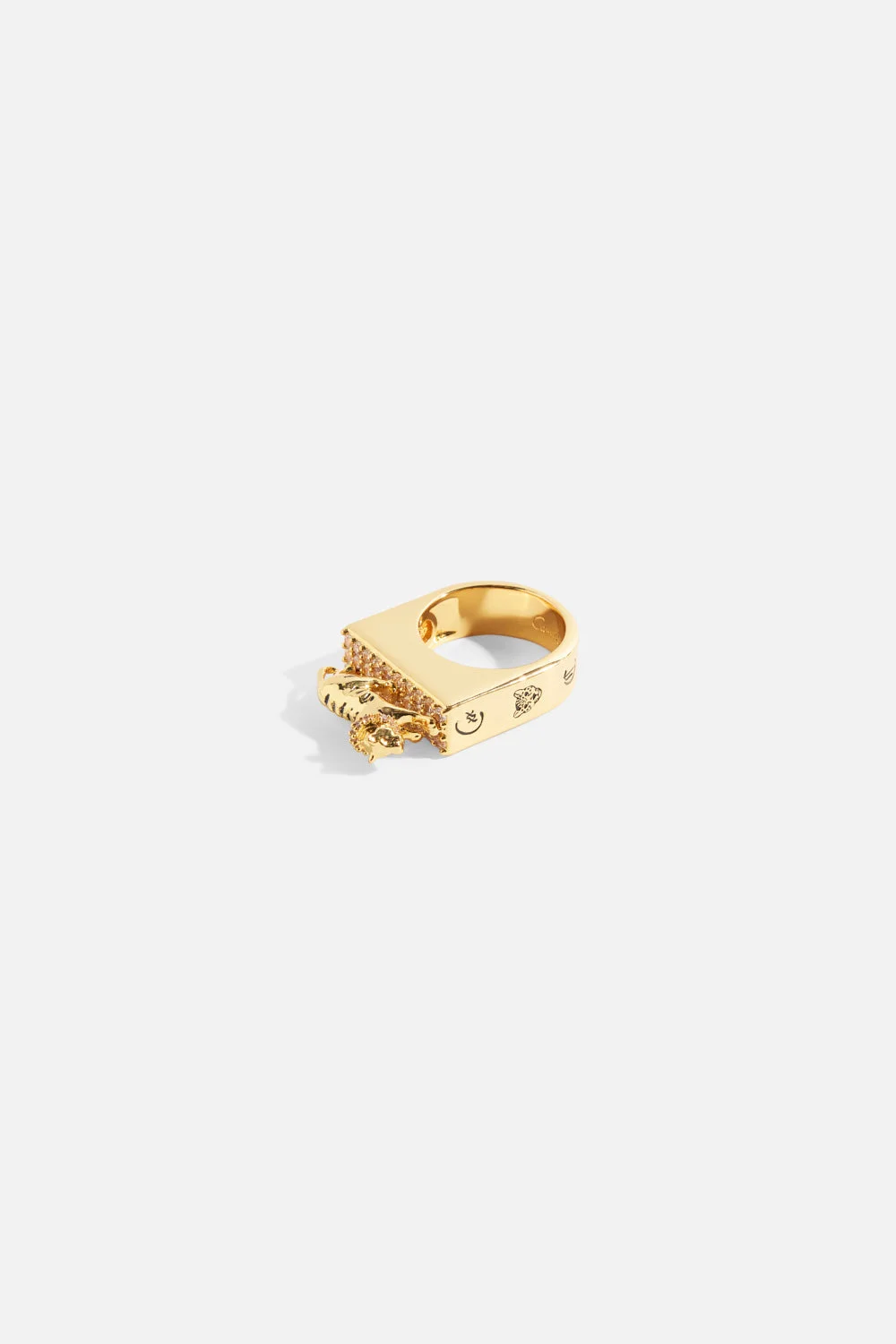 GILDED REALMS LEOPARD SIGNET RING GOLD - 1