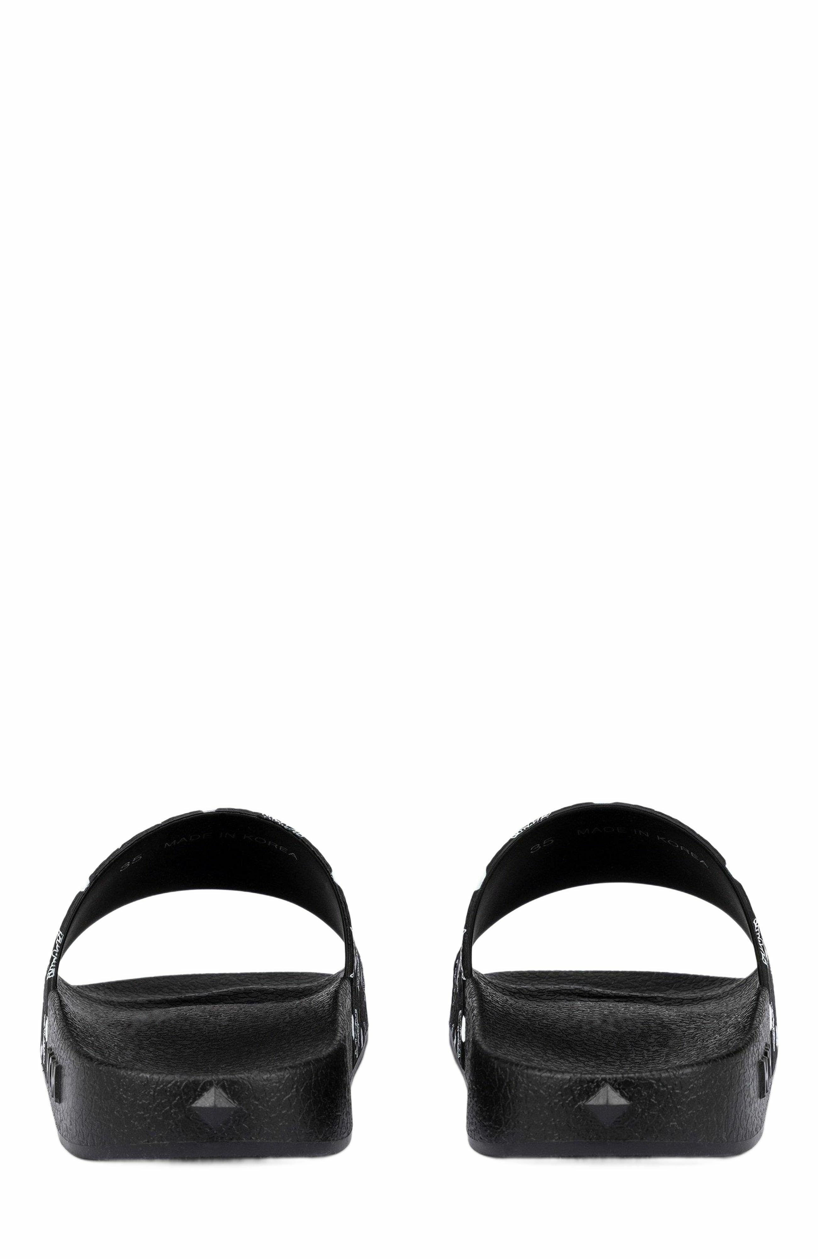 MCM Monogram Print Rubber Slides in Black at Nordstrom - 3