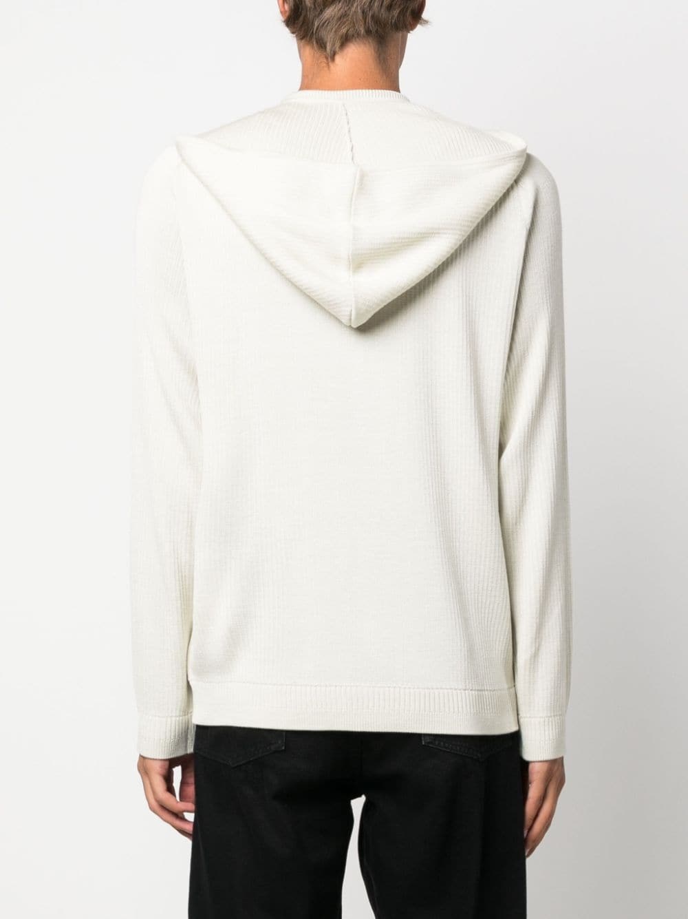 ribbed-knit zip-up hoodie - 4