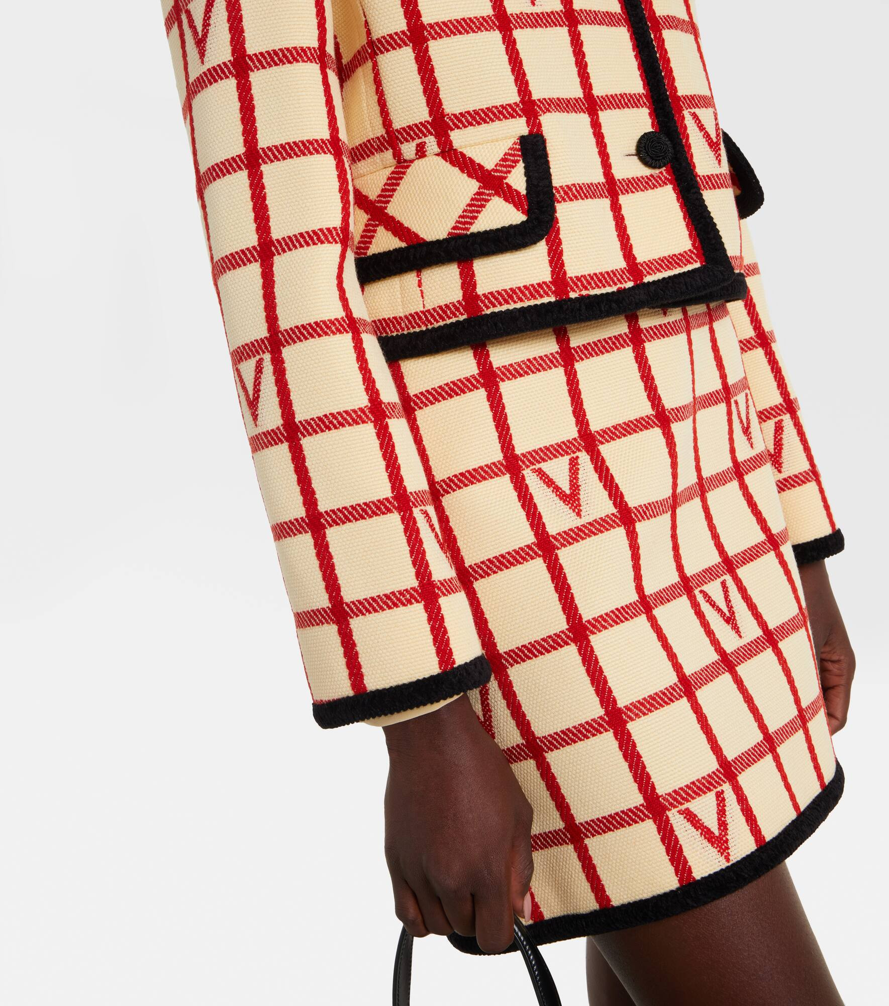 VLogo checked wool-blend jacket - 5