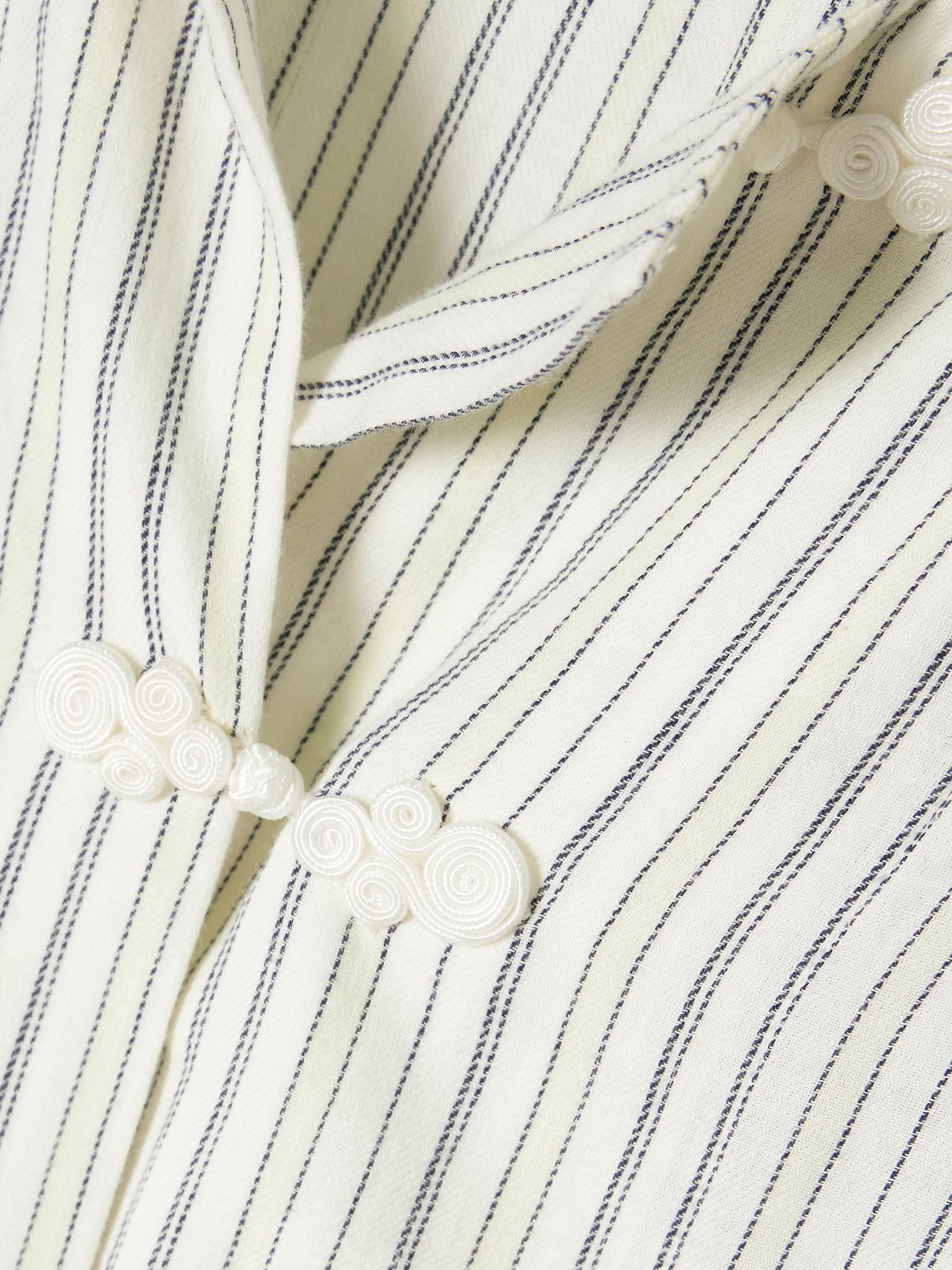 Electric appliquéd striped cotton-flannel blouse Ecru - 4