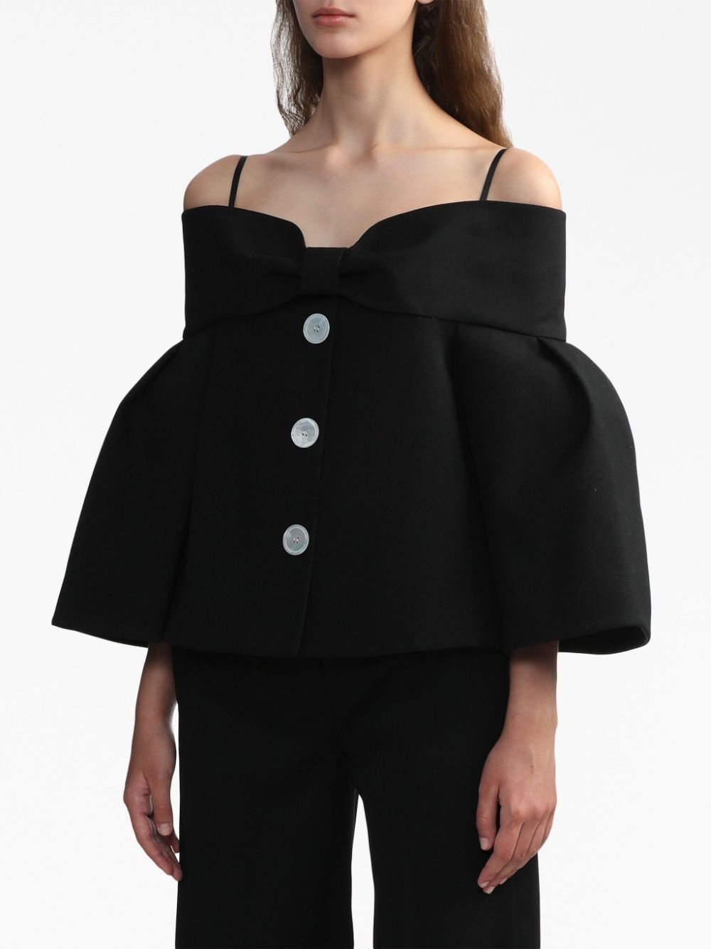 bow-detail balloon-sleeved blouse - 3