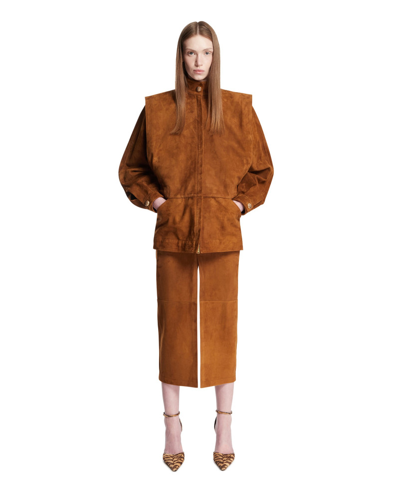 DARKPARK Brown Structured Suede Jacket outlook