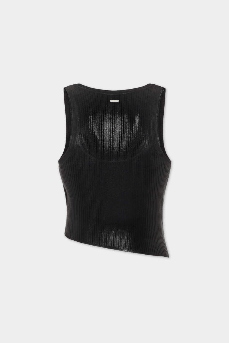 RIBBED KNIT ASYMMETRIC TOP - 2