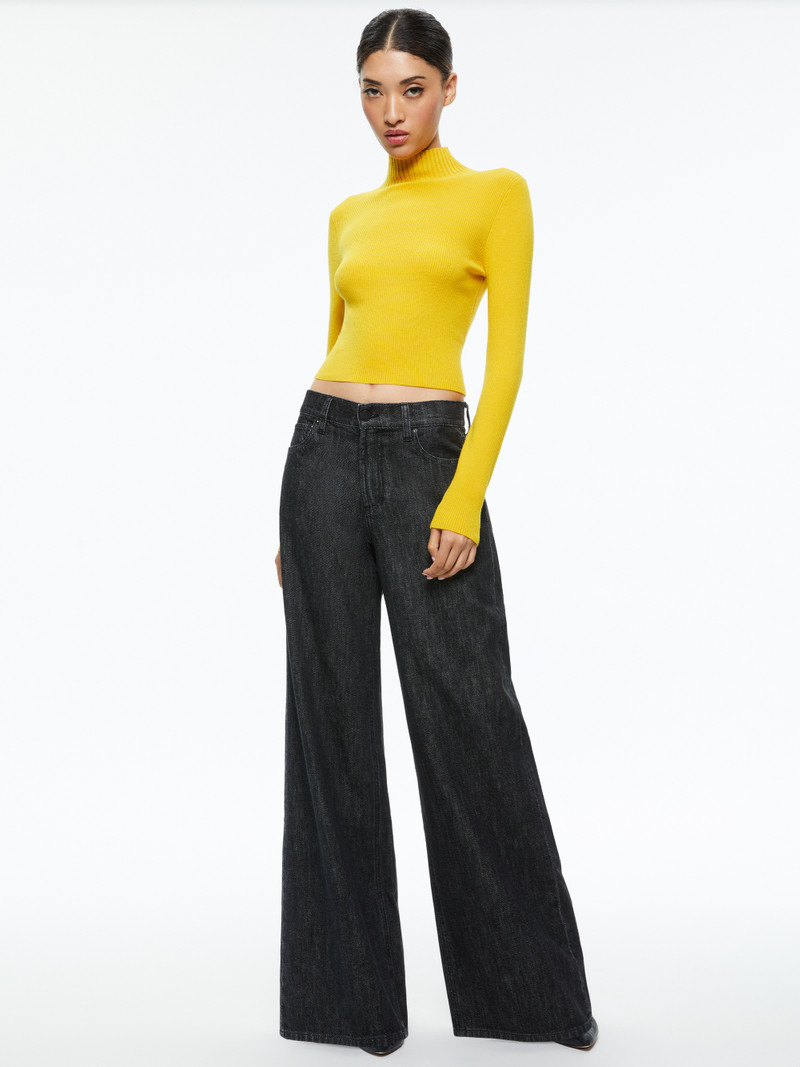 Alice + Olivia SENAIDA CROPPED MOCK NECK PULLOVER outlook