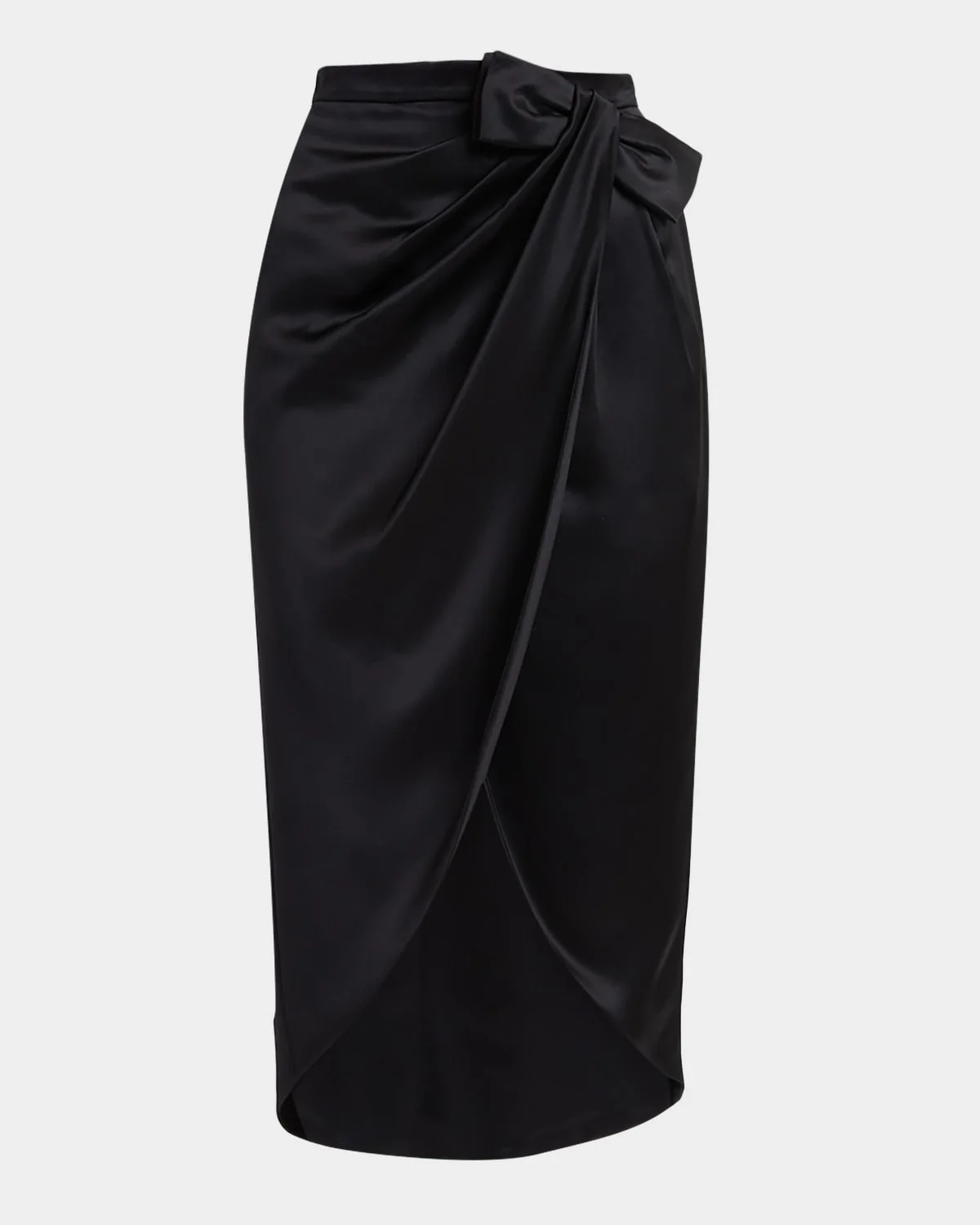 Draped Silk Bow Midi Tulip Skirt - 1