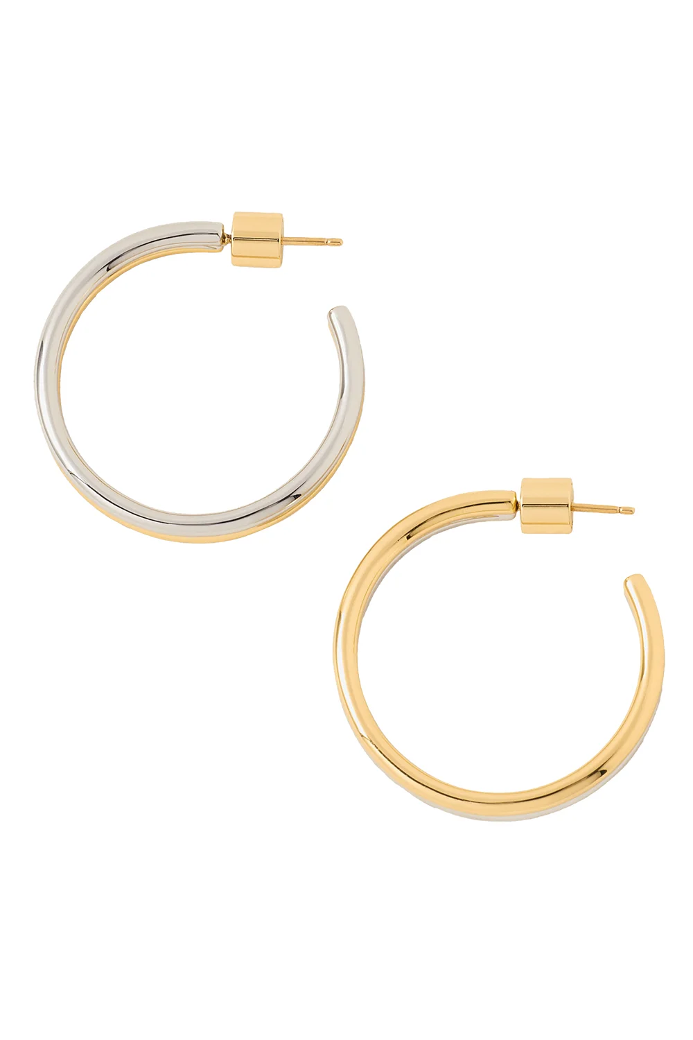 Two-Tone Thread Baby Hoop Earrings - 1.5in - 1