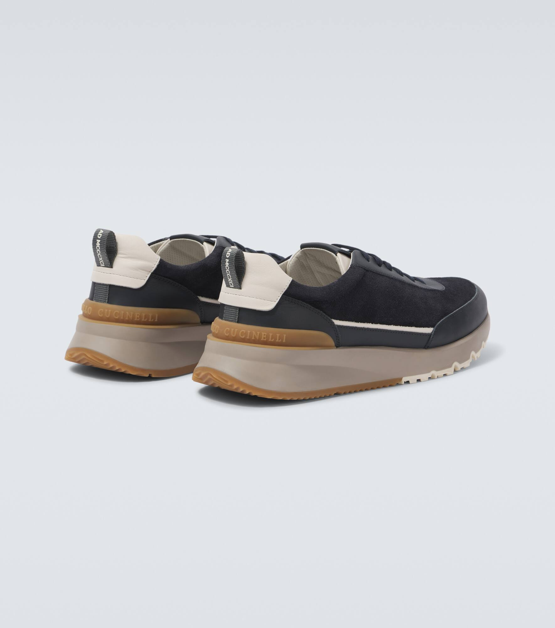 Leather-trimmed suede sneakers - 6