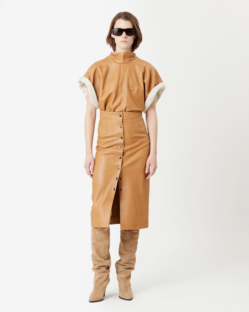 BLEHOR LEATHER MIDI SKIRT - 2