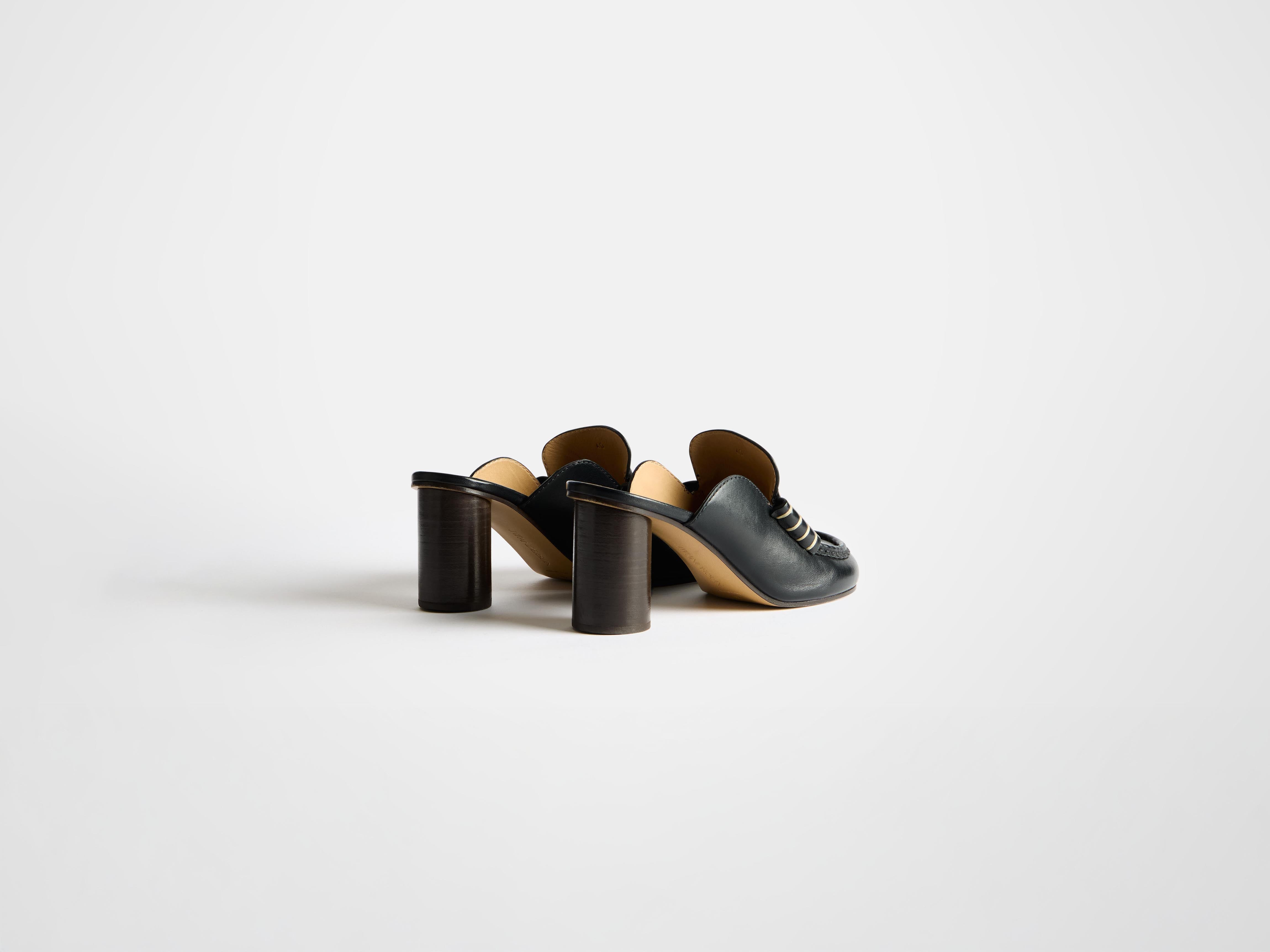 WOMENS LOAFER MULE SANDAL IN BLACK - 5