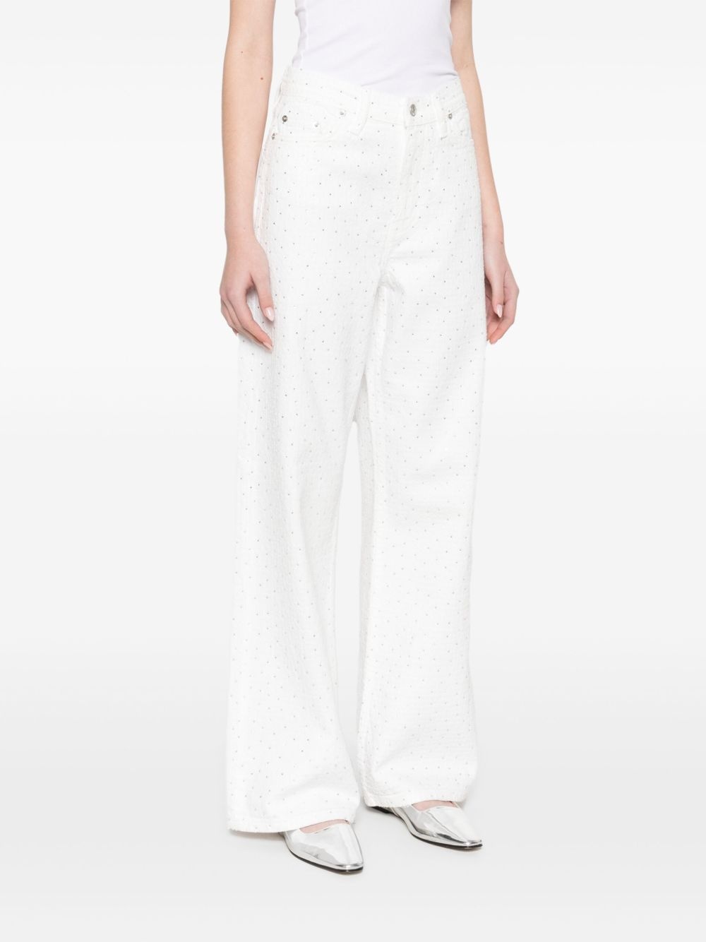 rhinestone-embellished wide-leg jeans - 3