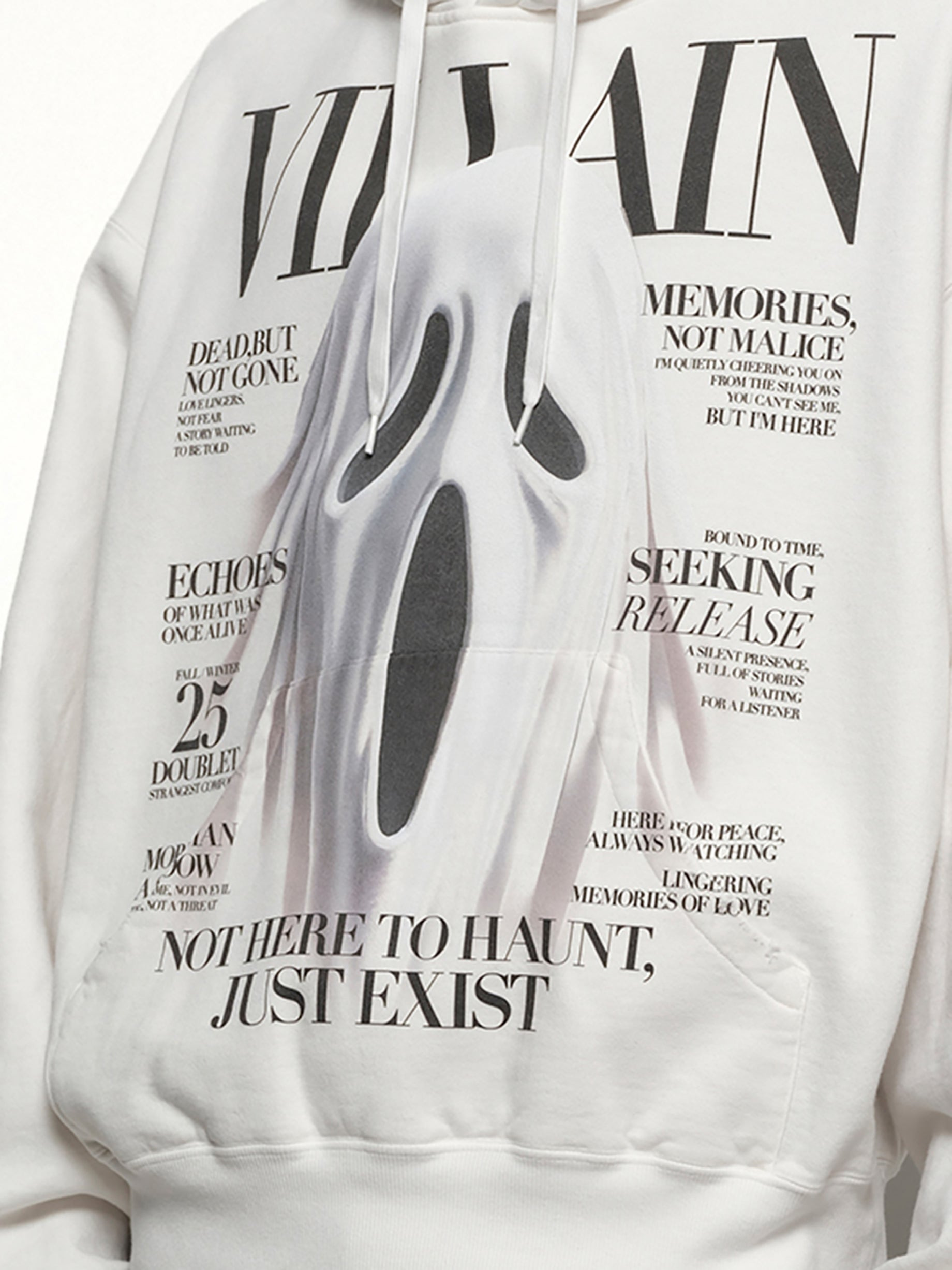 Villain Cover Print Hoodie in White - 3