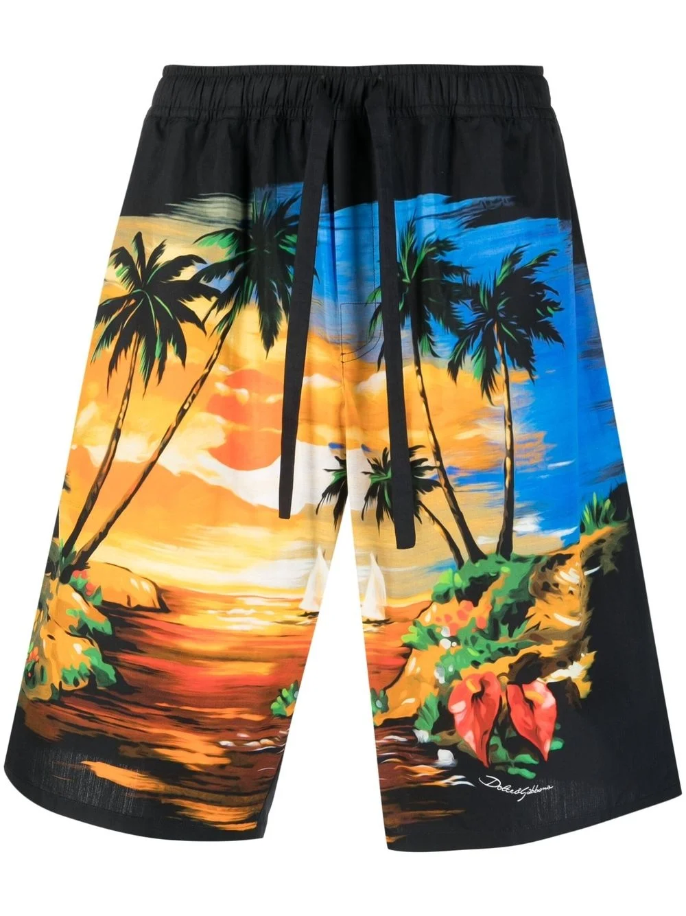 palm tree-print cotton shorts - 1
